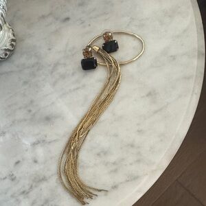 Gold and Black Tassel Earrings